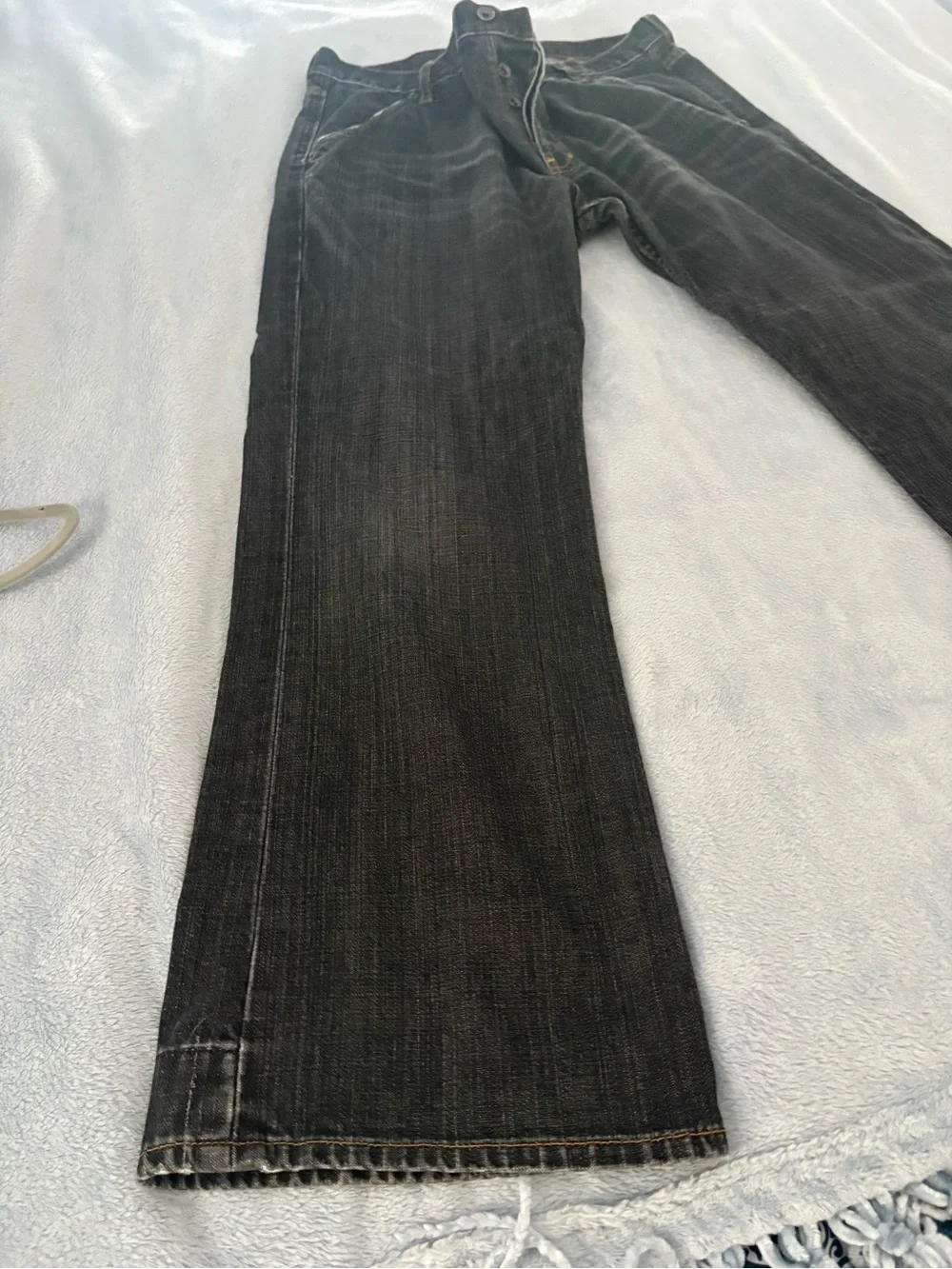 Men's Black Washed Ulility Straight-Leg Jeans